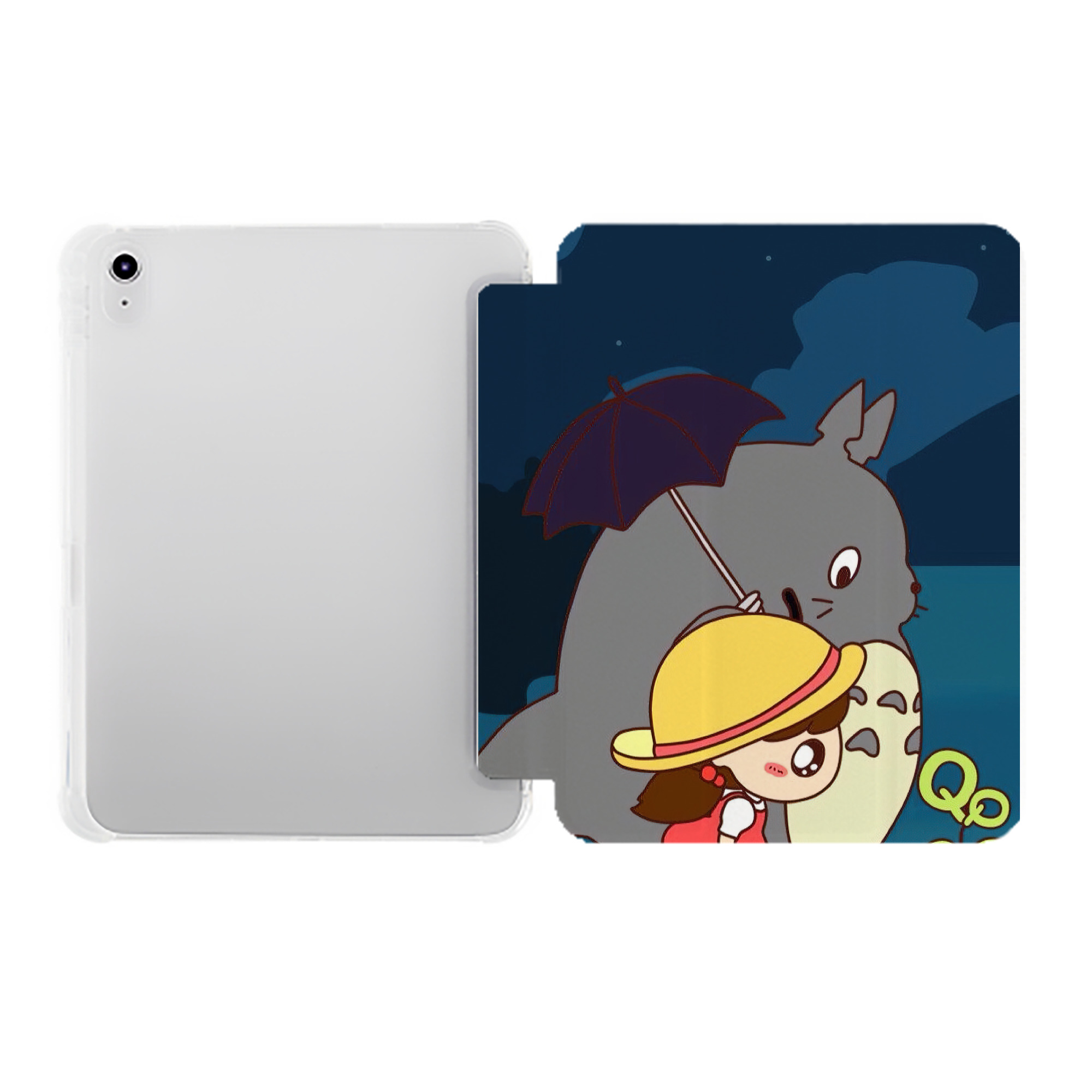 （画像用） となりのトトロ 草壁メイ 草壁サツキ My Neighbor Totoro Satsuki Kusakabe Mei Kusakabe IPad ケース ペン収納付き 三つ折りスタンド PUレザー×シリコン 対応機種9.5/10.5/10.9インチ